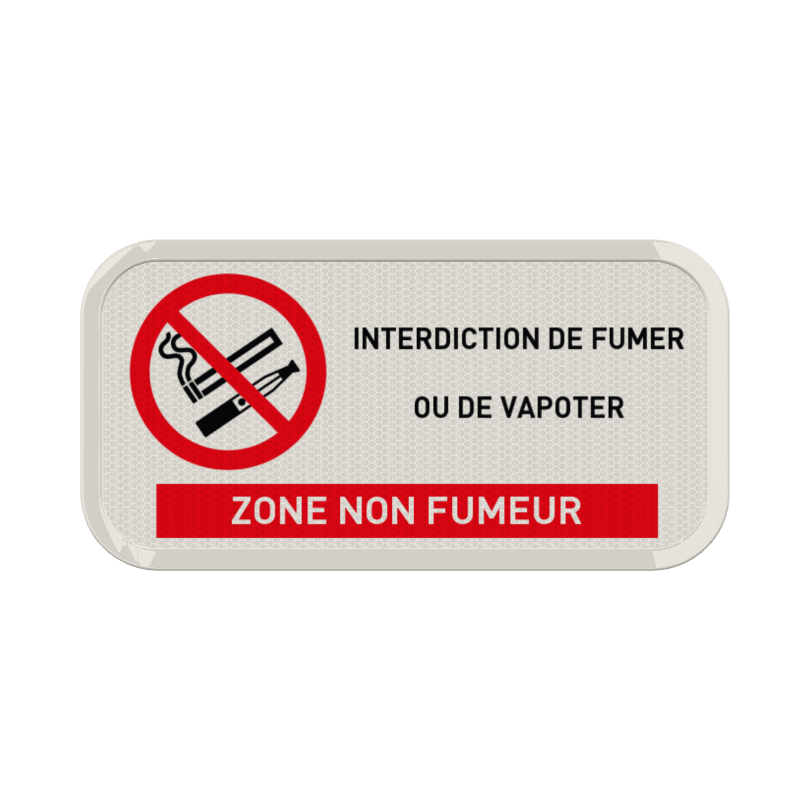 Panneau horizontal interdit de fumer et de vapoter avec encadré rouge personnalisable