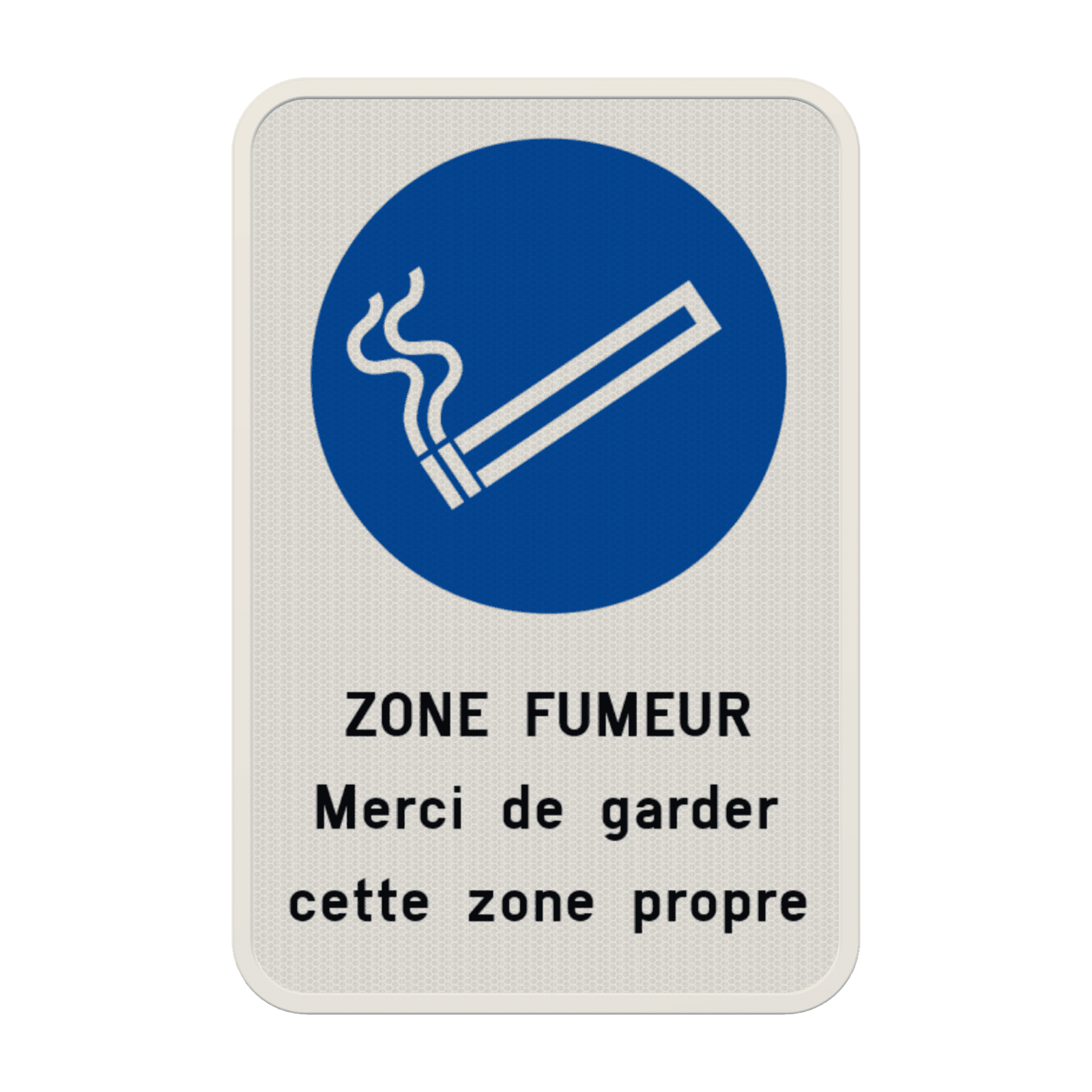 Panneau avec couvre-chant pour zone fumeur – texte et pictogramme personnalisables
