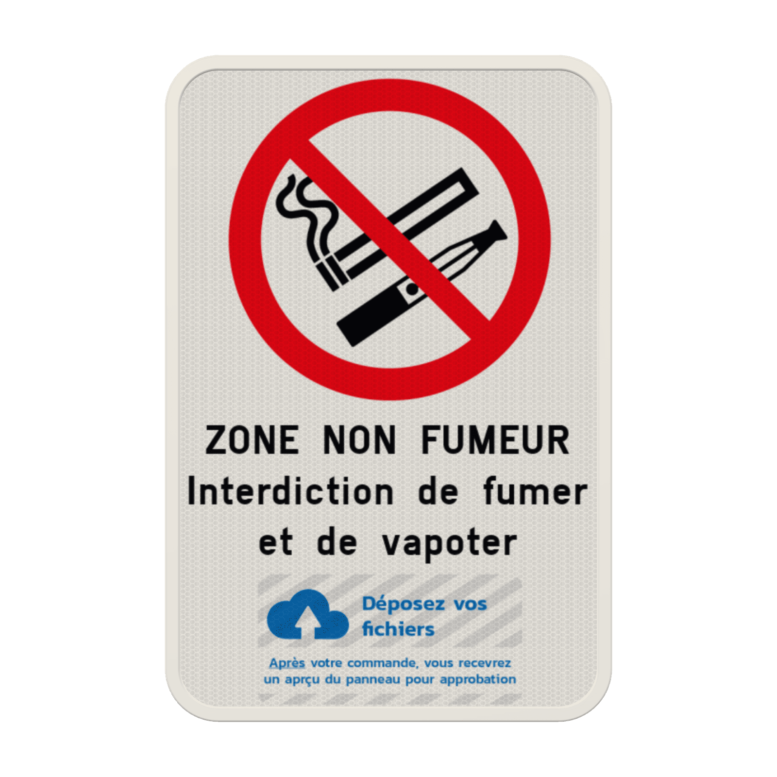 Panneau avec couvre-chant interdit de fumer et de vapoter – texte et logo personnalisables
