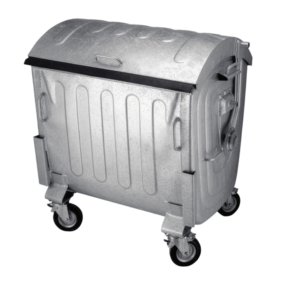 Rolcontainer staal verzinkt, met 4 vieren - 1100 liter