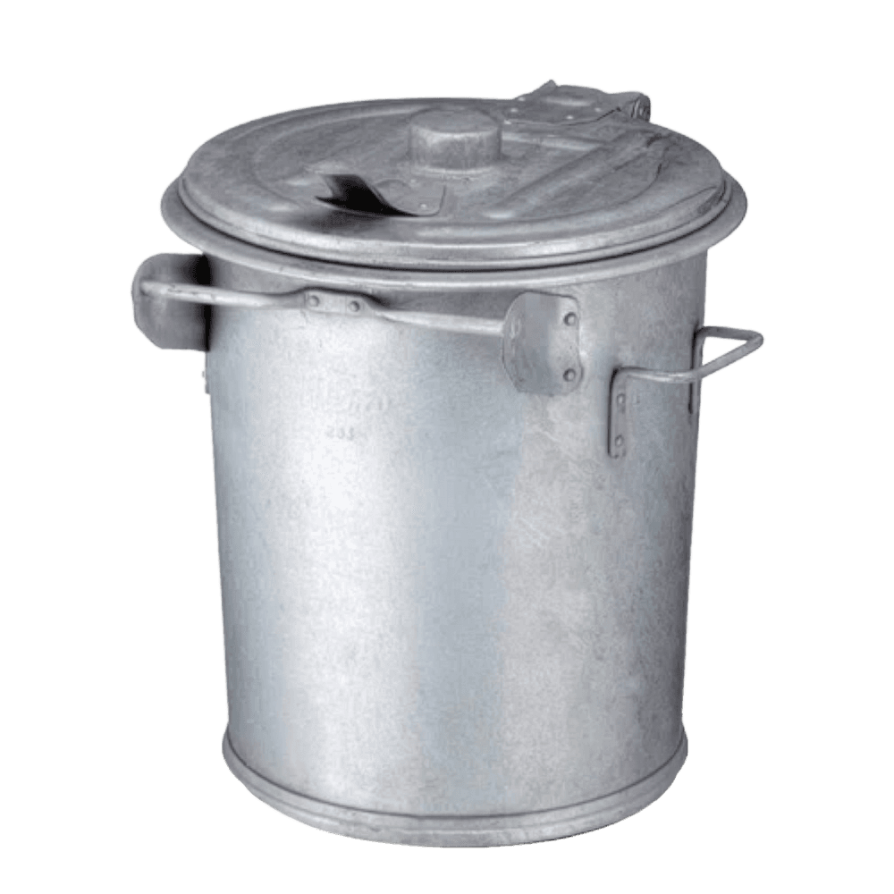 IJzeren vuilnisbak met deksel, verzinkt staal - 70 liter