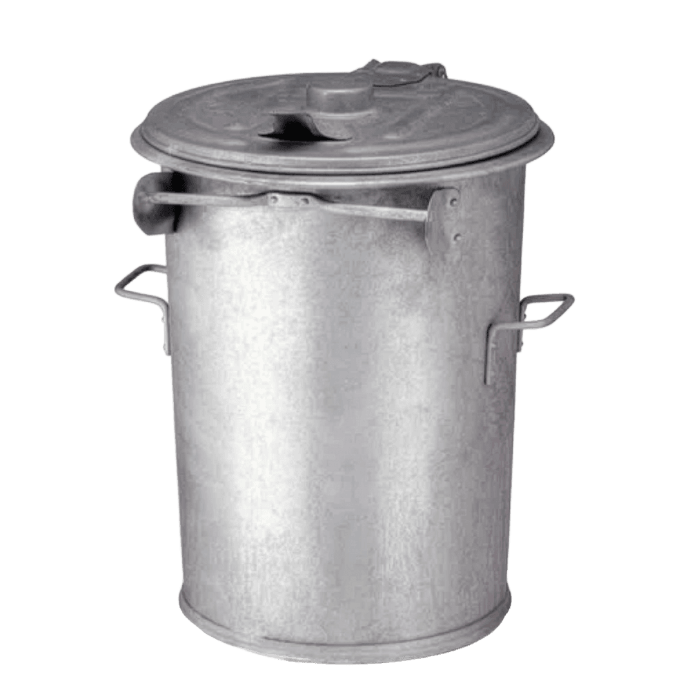 IJzeren vuilnisbak met deksel, verzinkt staal - 90 liter