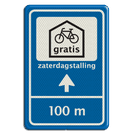 Verkeersbord 40x60cm voor fietsenstalling met pijl en tekst