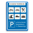 Informatiebord voor eigen terrein met diverse pictogrammen