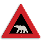 Noorse verkeersbord Waarschuwing Overstekende polar bear