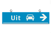 Verwijsbord kokerprofiel 400x100mm voor route auto - met ophangogen