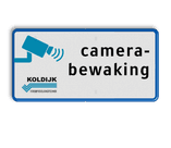 Reflecterend bord camerabewaking in huisstijl met logo