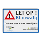 Informatiebord met waarschuwing voor Blauwalg met logo