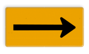 Verkeersbord geel met pijl links/rechts - RVV OB501t - reflecterend