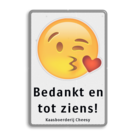 Informatiebord Emoji kus met tekst bedankt en tot ziens