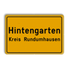 Verkehrsschild Ort- und Kreisnahme - gelb/schwarz