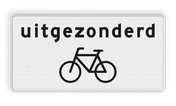 Verkeersbord RVV OB52 - Onderbord - Uitgezonderd fietsers