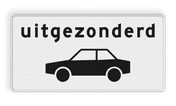 Verkeersbord RVV OB59 - Onderbord - Uitgezonderd auto's