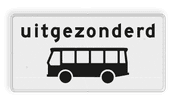 Verkeersbord RVV OB62 - Onderbord - Uitgezonderd bussen