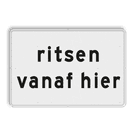 Verkeersbord RVV OB726 - Onderbord - ritsen vanaf hier