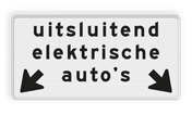 Verkeersbord RVV OBE03 - Onderbord - Uitsluitend elektrische voertuigen + OB504