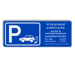 Verkeersbord parkeren elektrische voertuigen + tarieven