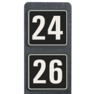 Huisnummerpaal met twee bordjes zwart/wit reflecterend - modern lettertype