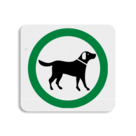 Vlak terreinbord 119x109mm - Pictogram Honden toegestaan