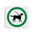 Vlak terreinbord 119x109mm - Pictogram Honden aangelijnd toegestaan