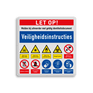 Veiligheidsbord met veiligheidsinstructies en 10 pictogrammen