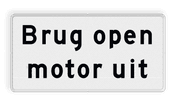 Verkeersbord RVV OBD10a - Onderbord - Brug open motor uit