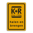 Tijdelijk bord Kiss & Ride - geel/zwart - werk in uitvoering