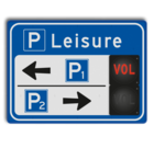 Bewegwijzeringsbord Parkeerroute voor 2 richtingen met LED module VOL