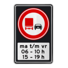 Verkeersbord RVV F03 OB206p2s - Inhaalverbod vrachtauto's