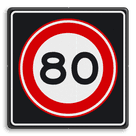 Verkeersbord RVV A01 80s - Maximum snelheid 80 km/h