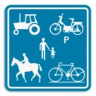 Panneau SB250 F99c - Chemin réservé aux véhicules agricoles, aux piétons, cyclistes et cavaliers