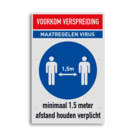 Veiligheidsbord 1,5 meter afstand houden verplicht