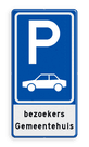 Verkeersbord RVV E08 + tekstregels - Parkeerplaats auto's