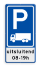 Verkeersbord RVV E08c Parkeerplaats vrachtwagens met ondertekst
