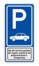 Verkeersbord RVV E08 + pictogram - Parkeerplaats auto's.