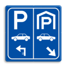 Parkeerbord E8 auto parkeergarage met pijl