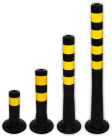Kunststof flexibele afzetpaal zwart geel Ø80mm - overrijdbaar
