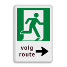 Vluchtroute bord - Nooduitgang Volg route met pijl