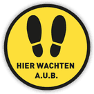 Vloersticker - Hier wachten a.u.b.