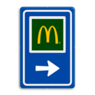 Bewegwijzeringsbord voor restaurant met logo en pijl