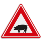 Verkeersbord - waarschuwing overstekende varkens - reflecterend
