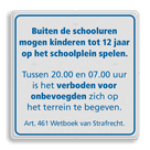 Informatiebord schoolplein wit/blauw - spelregels