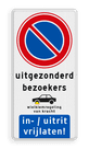 Parkeerbord RVV E01 + eigen tekst + 2x picto