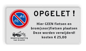 Parkeerplaatsbord E03 + wegknipregeling en eigen tekst