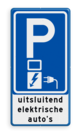 Verkeersbord laadpaal met tekst uitsluitend elektrische auto's