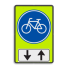 Verkeersbord RVV G11 - OB505 - Verplicht fietspad met tegenliggers - fluor achtergrond
