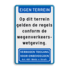 Verkeersbord - eigen terrein - wegenverkeerswetgeving