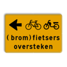 Omleidingsbord - (brom)fietsers oversteken + pijl - reflecterend