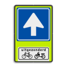 Verkeersbord RVV C03OB54f - Eenrichtingsweg met uitzondering - fluor achtergrond