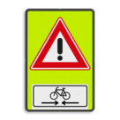 Verkeersbord RVV J37OB503OB02f - FLUOR overstekende fietsers